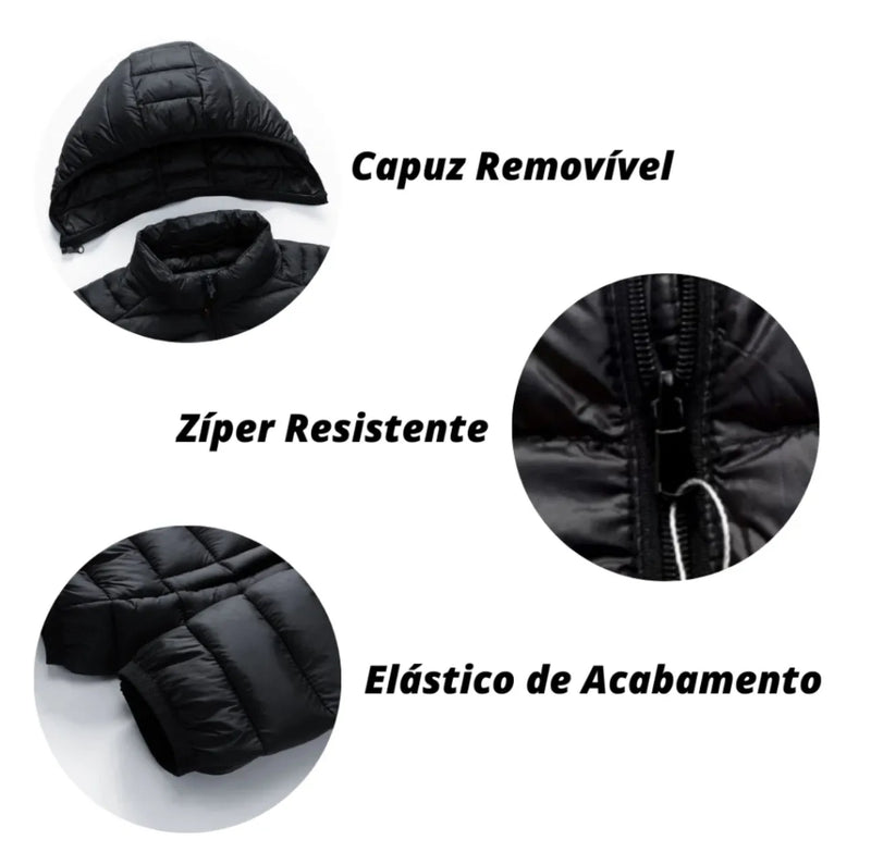 Jaqueta Masculina Inverno Impermeável com Capuz Removível